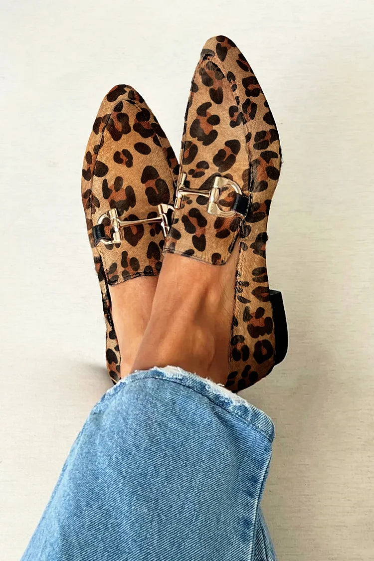 Gia - Elegant Leopard Print Loafers
