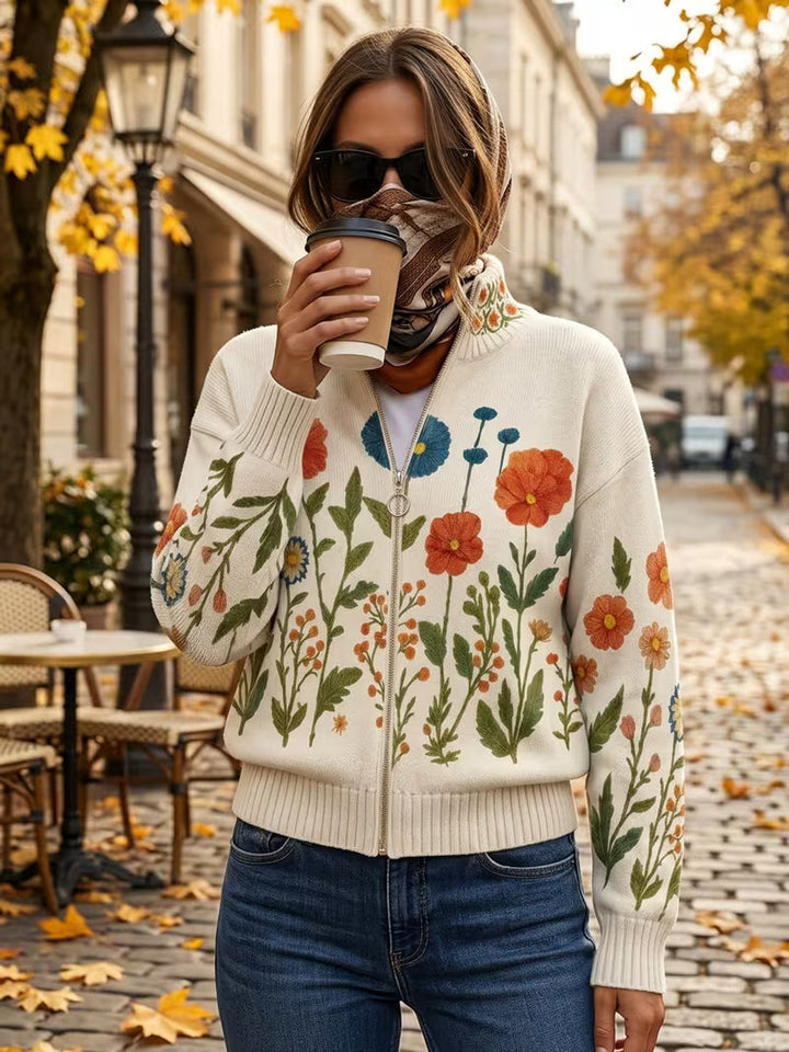 Angela™ | Cardigan Zip with Wild Flowers
