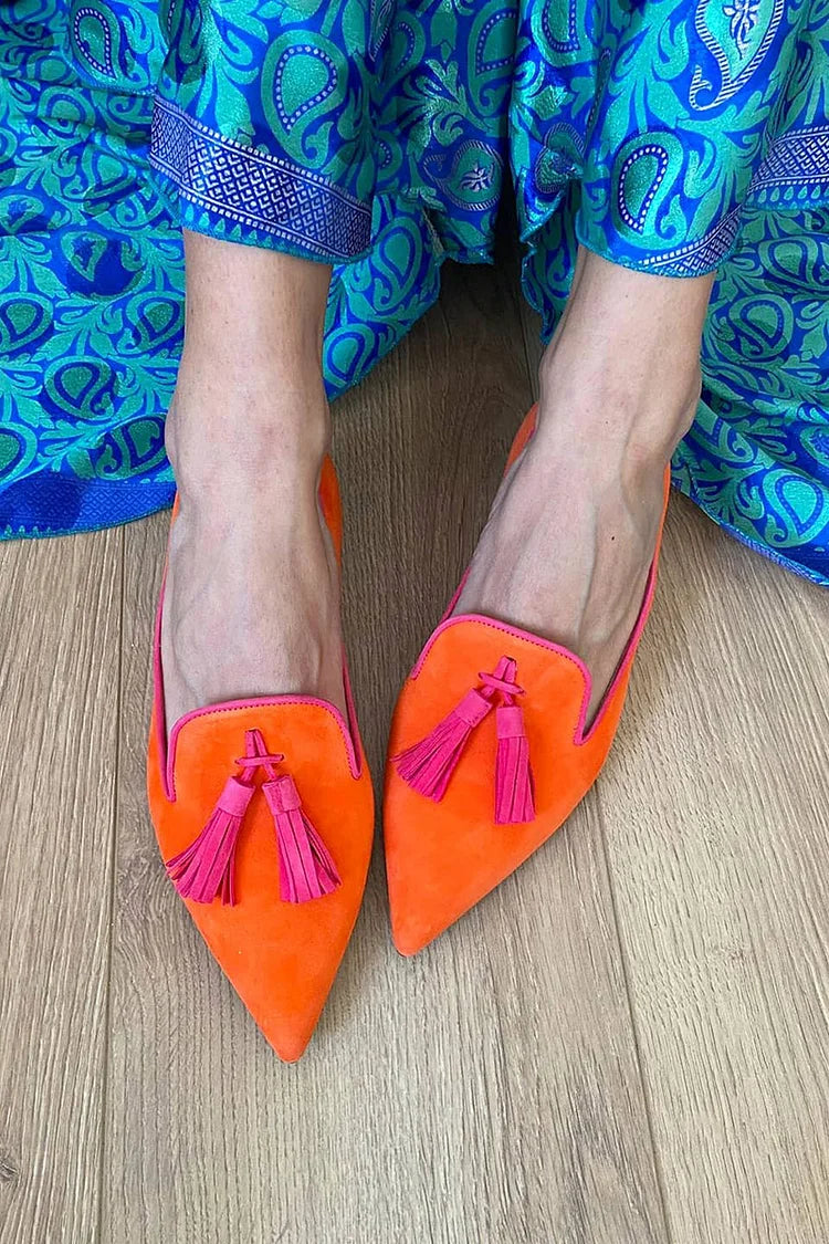 Portia - Boho Slip-ons with Fringes