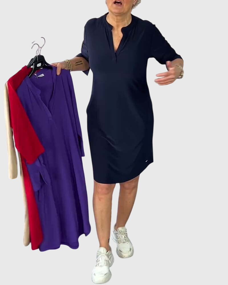 Caroline | Plain V-Neck Dress