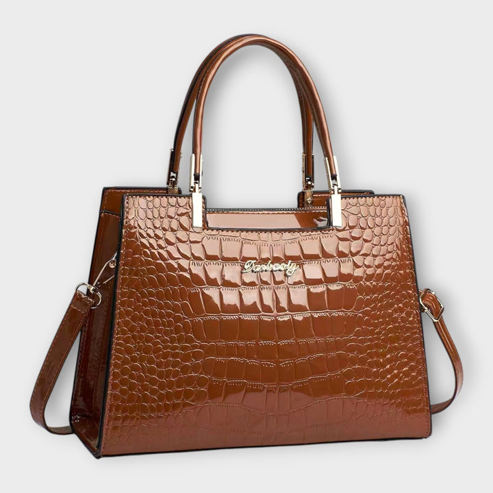 Carolien | Handbag in glossy crocodile leather
