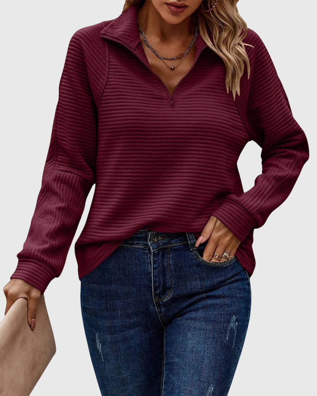 Nora | Elegant Jumper with Half Zip