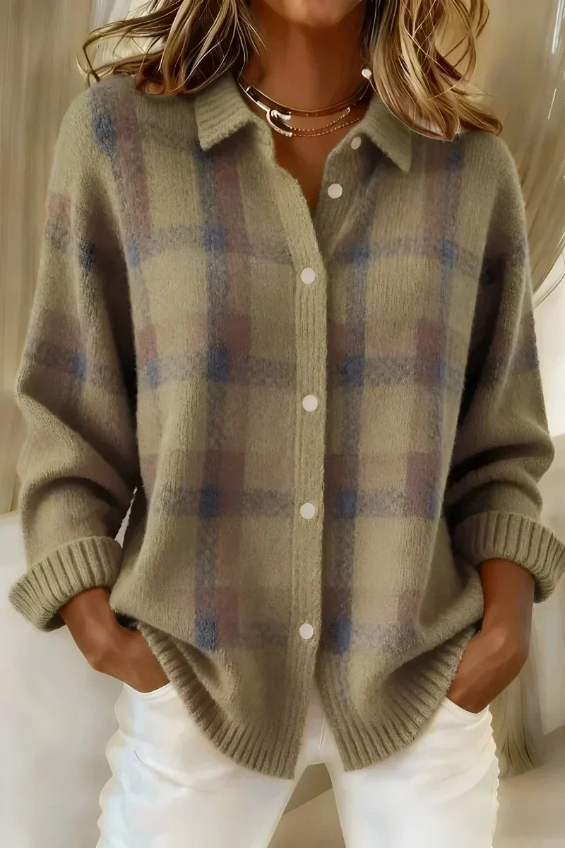Tess | Cosy Checked Cardigan