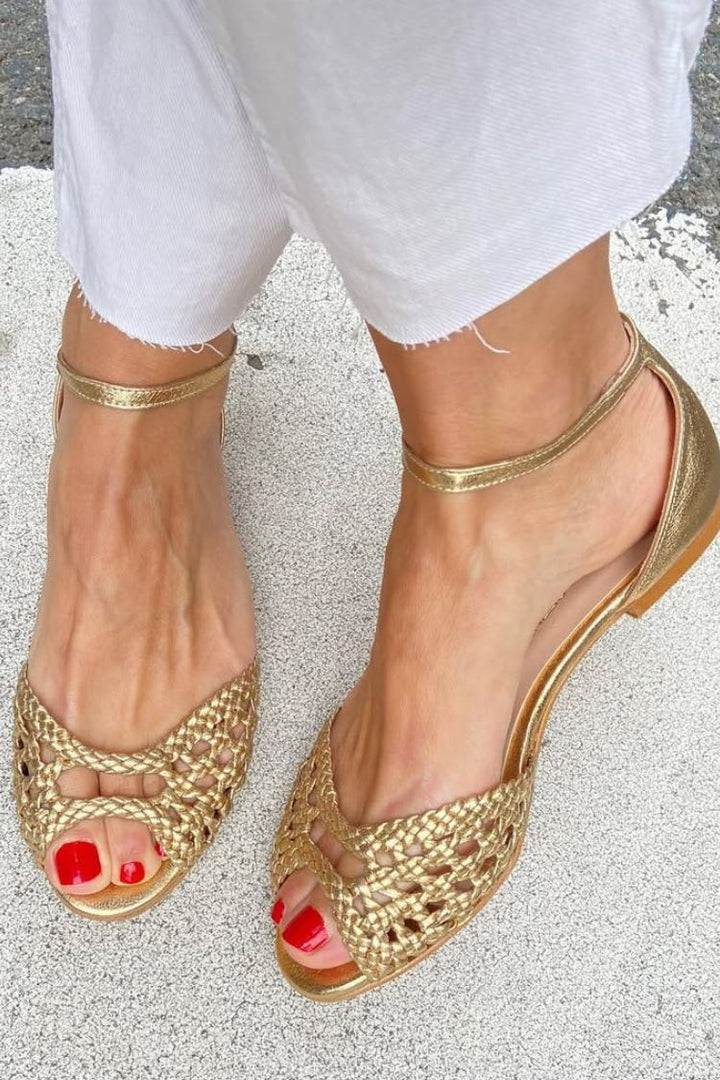 Isadora | Gold Braided Sandals