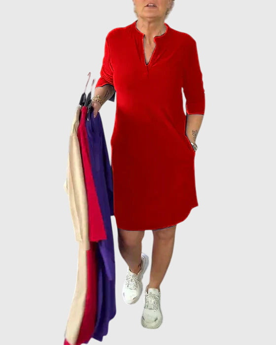 Caroline | Plain V-Neck Dress
