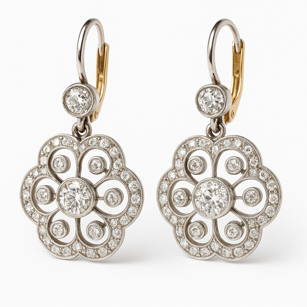 Madeleine – Vintage earrings with mandala in crystal