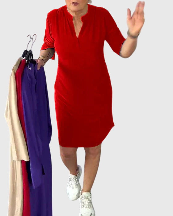 Caroline | Plain V-Neck Dress