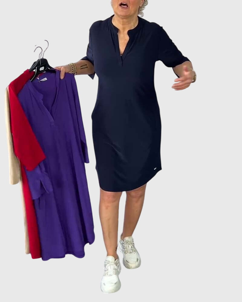 Caroline | Plain V-Neck Dress