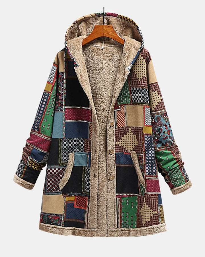 Ria | Cosy Patchwork Hoodie in Earth Tones