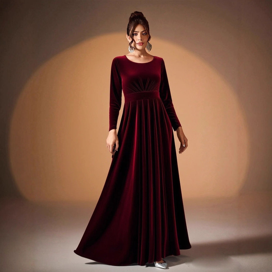 Tilda | Velvet Maxi Dress with Long Sleeves