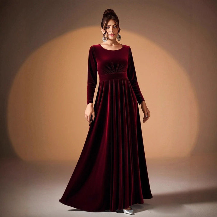 Tilda | Velvet Maxi Dress with Long Sleeves