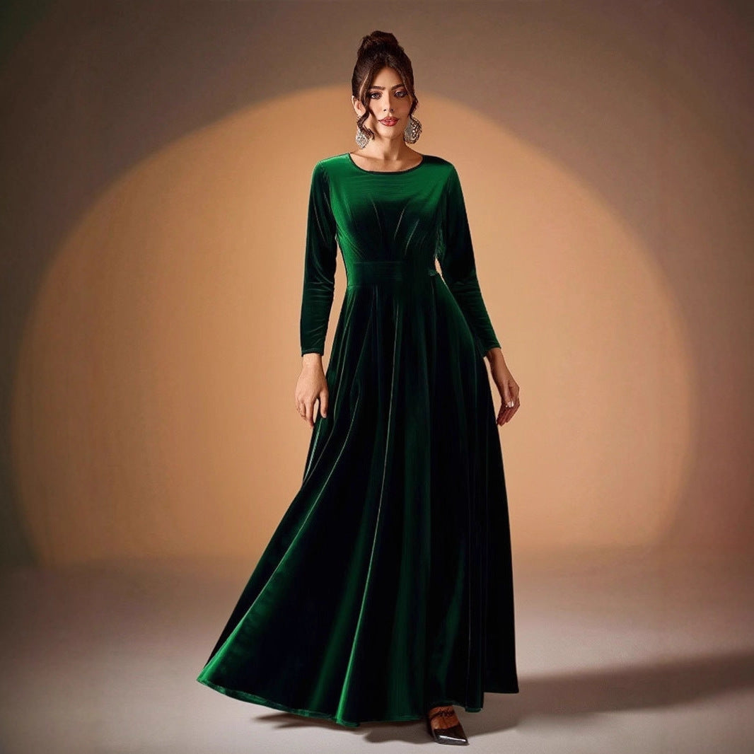 Tilda | Velvet Maxi Dress with Long Sleeves