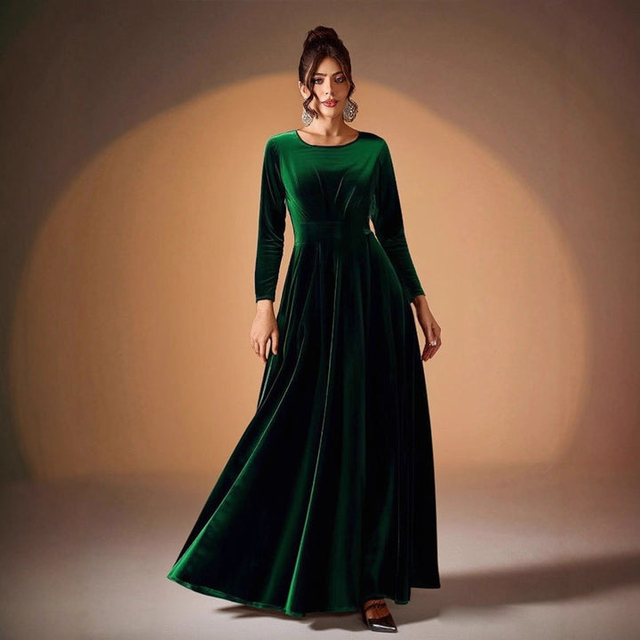 Tilda | Velvet Maxi Dress with Long Sleeves