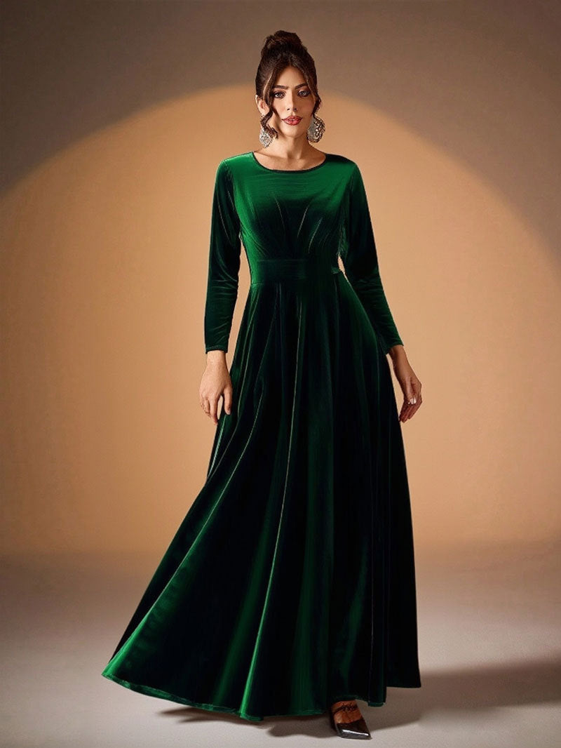 Tilda | Velvet Maxi Dress with Long Sleeves