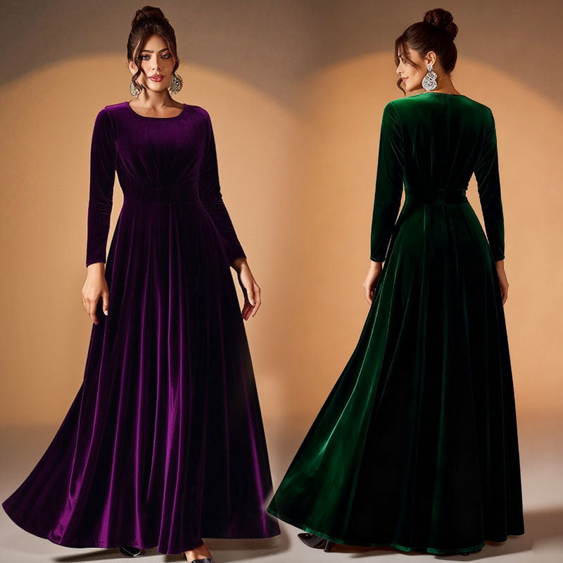 Tilda | Velvet Maxi Dress with Long Sleeves