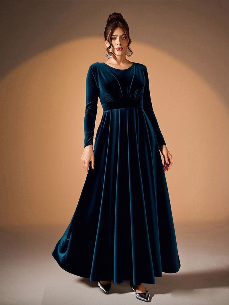 Tilda | Velvet Maxi Dress with Long Sleeves