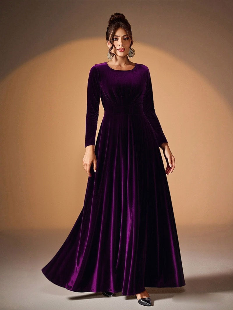 Tilda | Velvet Maxi Dress with Long Sleeves