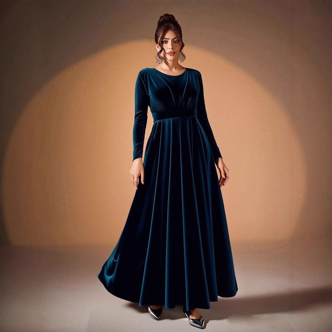 Tilda | Velvet Maxi Dress with Long Sleeves