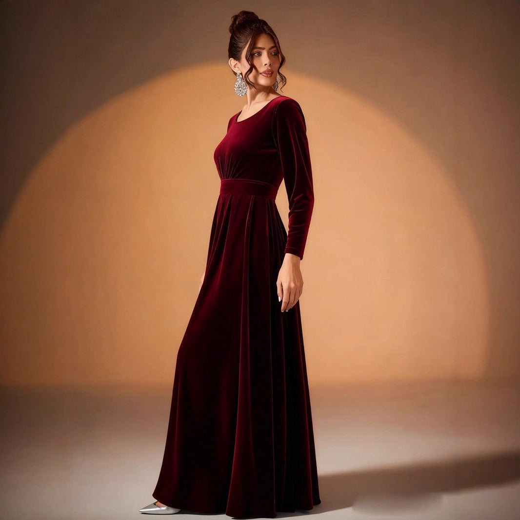 Tilda | Velvet Maxi Dress with Long Sleeves