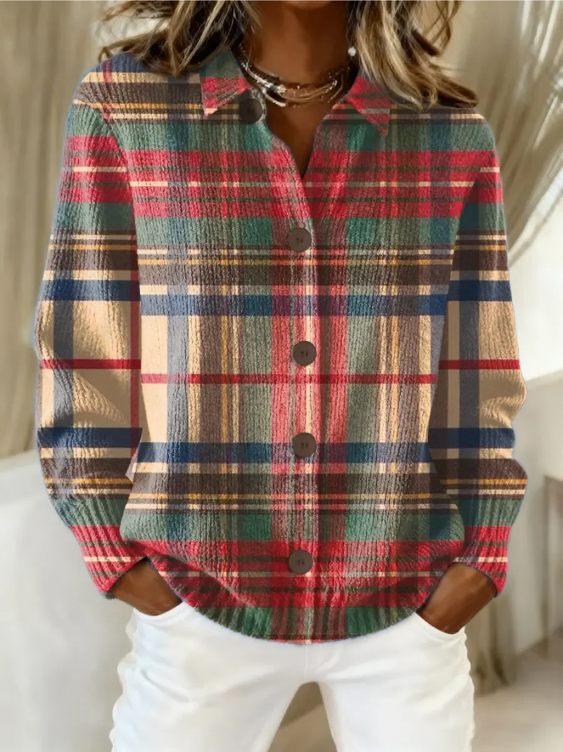 Sara | Multicoloured checked cardigan with buttons