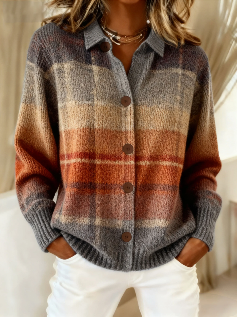Eline | Checked ombré cardigan for autumn
