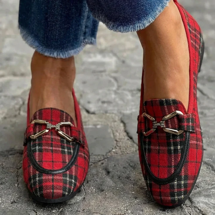 Rowan - Gold Checked Moccasins