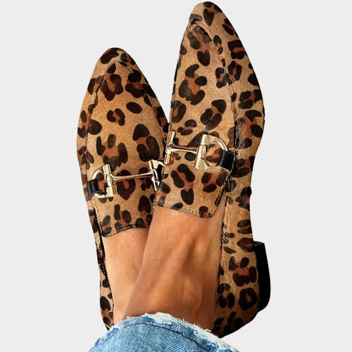 Gia - Elegant Leopard Print Loafers
