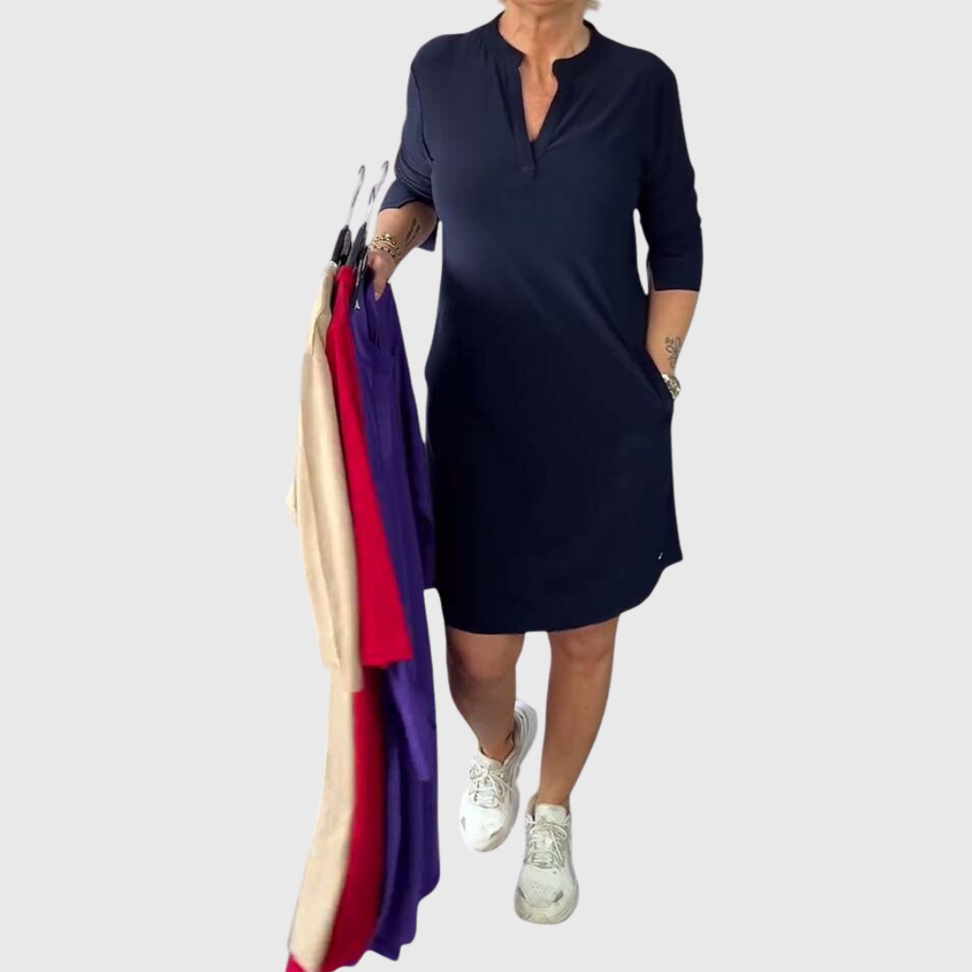 Caroline | Plain V-Neck Dress