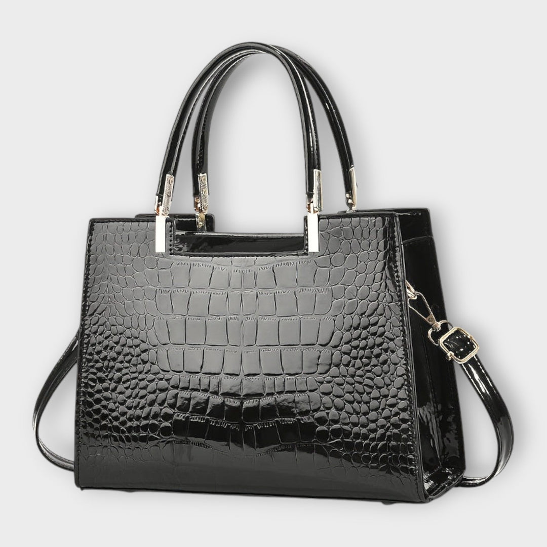 Carolien | Handbag in glossy crocodile leather