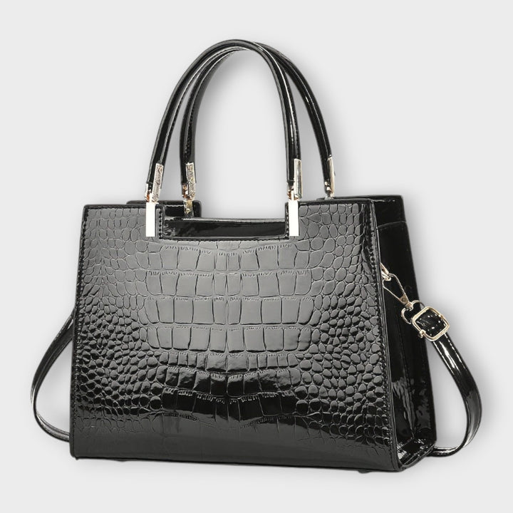 Carolien | Handbag in glossy crocodile leather