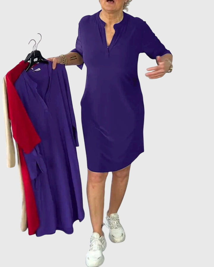 Caroline | Plain V-Neck Dress