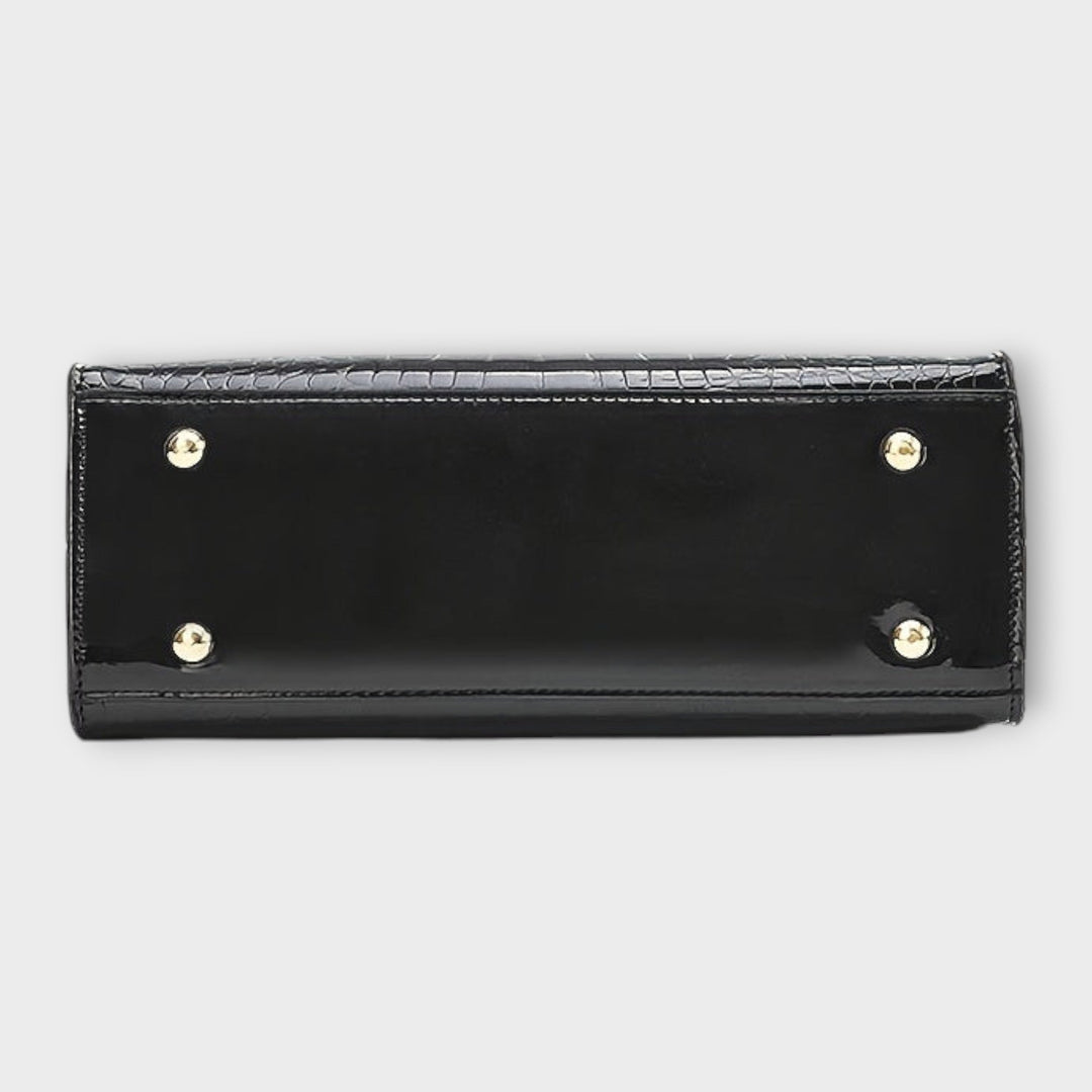 Carolien | Handbag in glossy crocodile leather