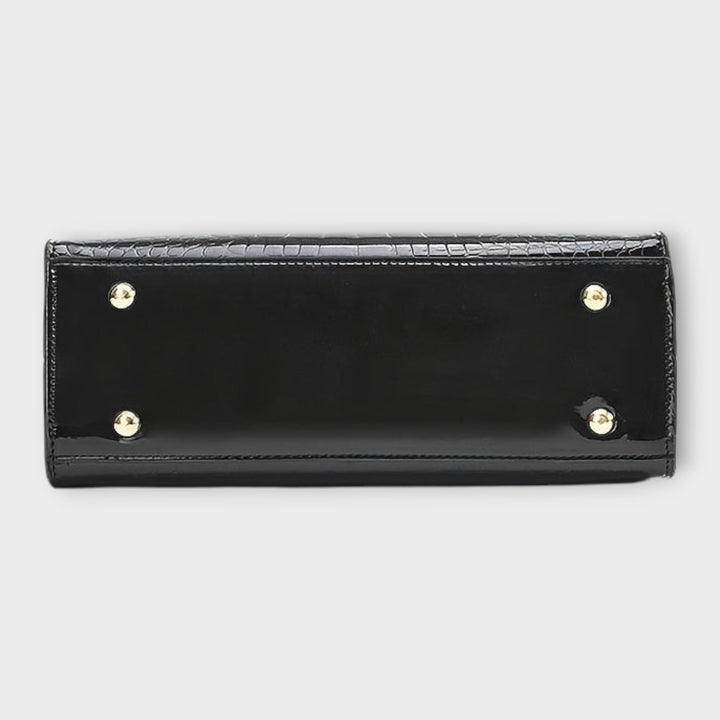Carolien | Handbag in glossy crocodile leather