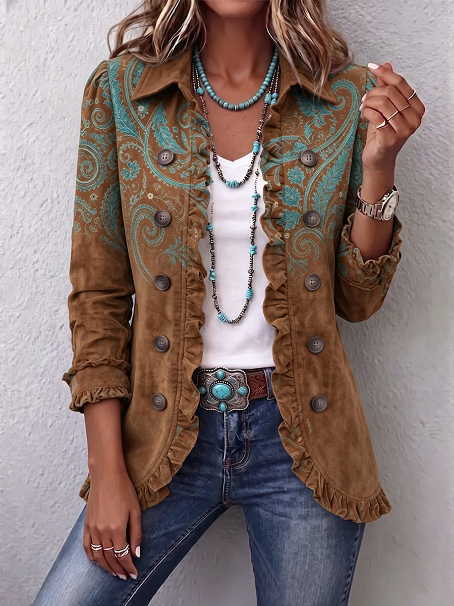 Véronique | Paisley Print Ruffles Jacket