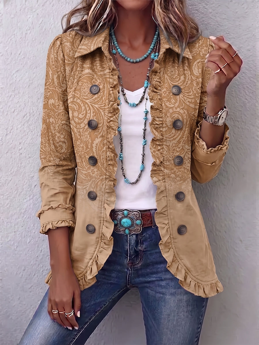 Christine | Western Patroon Print Ruches Jacket