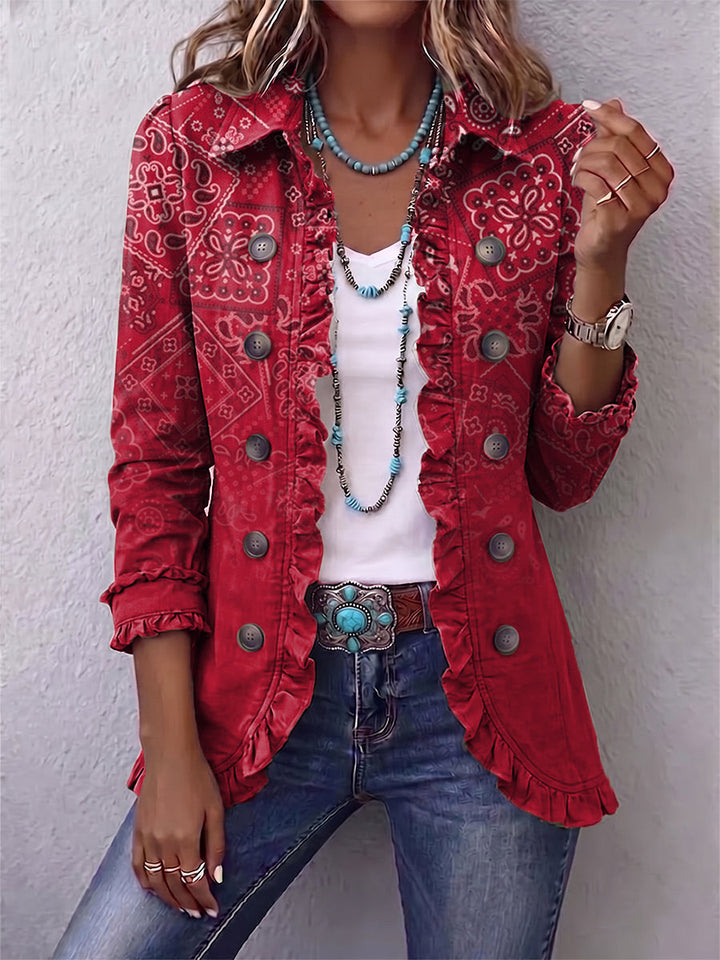 Paulette | Bohemian Paisley Ombré Print Pleated Coat