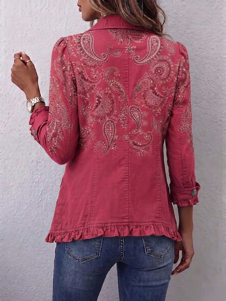 Henriette | Vintage Paisley Print Pleated Coat