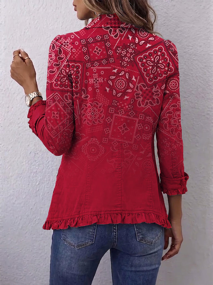 Paulette | Bohemian Paisley Ombré Print Pleated Coat