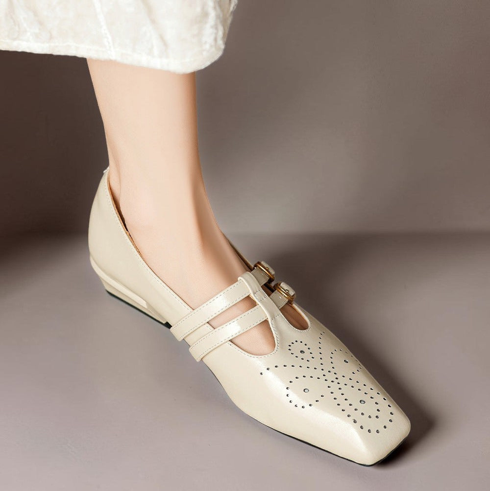 LYNN | LEATHER MARY JANES WITH DOUBLE STRAP