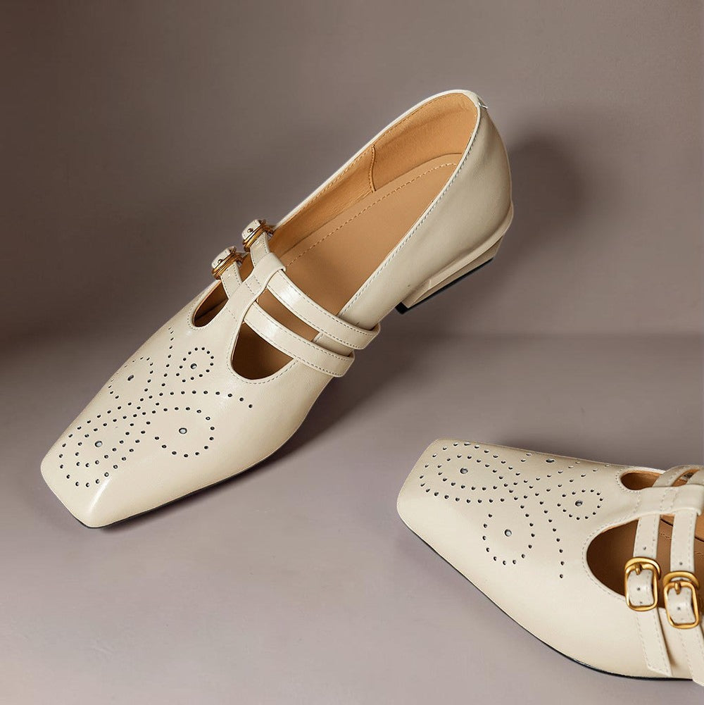 LYNN | LEATHER MARY JANES WITH DOUBLE STRAP