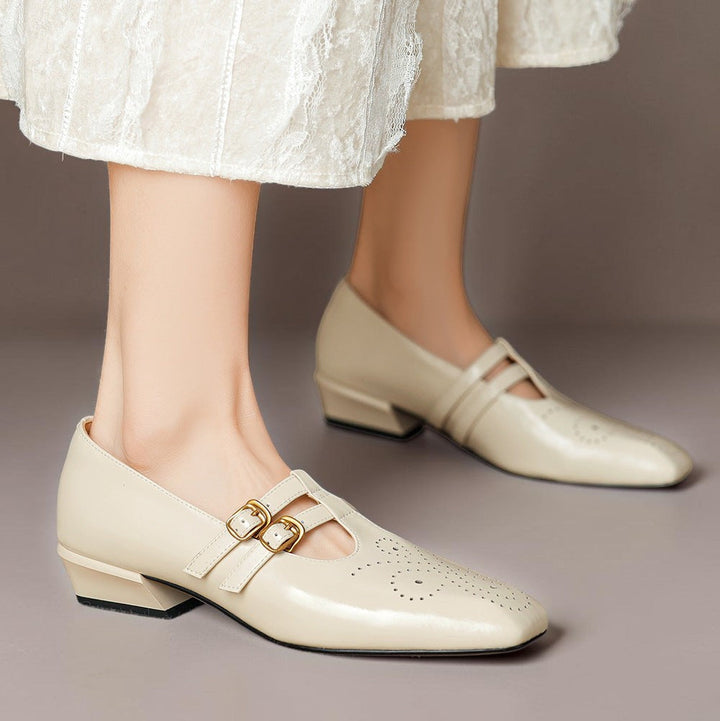 LYNN | LEATHER MARY JANES WITH DOUBLE STRAP