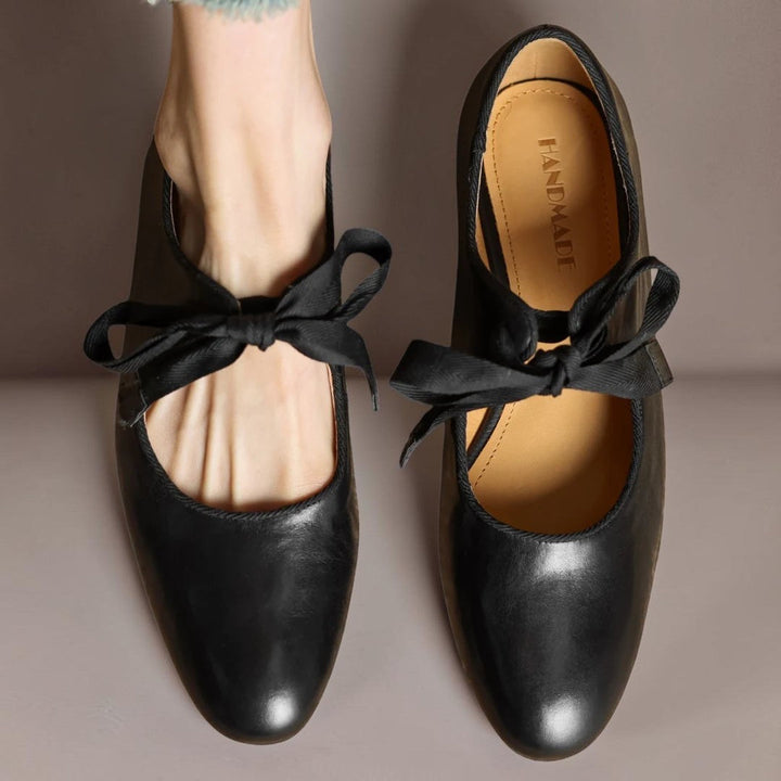 LIEKE | LEATHER BALLET FLATS WITH BOW