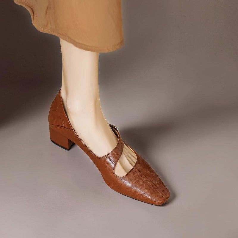 NIENKE | MARY JANES WITH SQUARE TOE AND GOLDEN TRIM