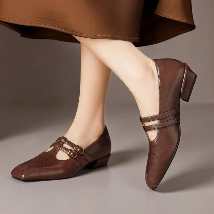 LYNN | LEATHER MARY JANES WITH DOUBLE STRAP