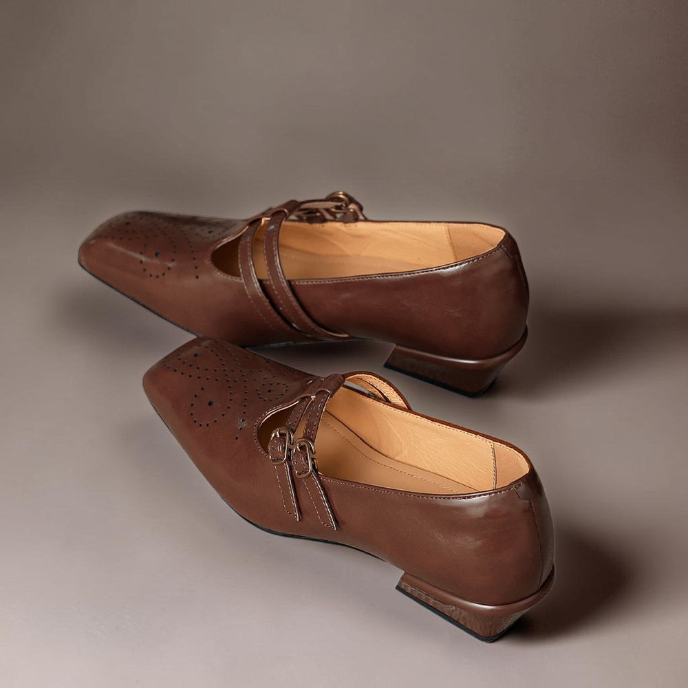 LYNN | LEATHER MARY JANES WITH DOUBLE STRAP