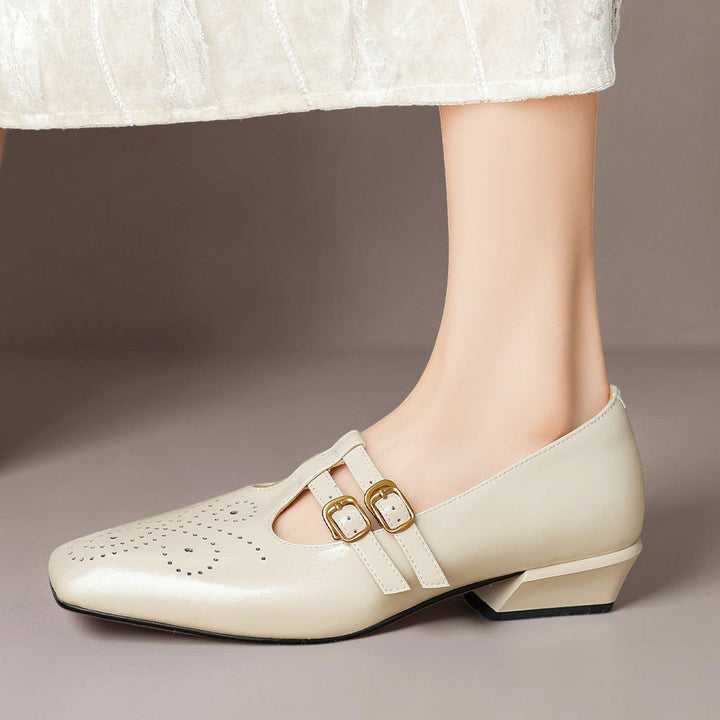 LYNN | LEATHER MARY JANES WITH DOUBLE STRAP