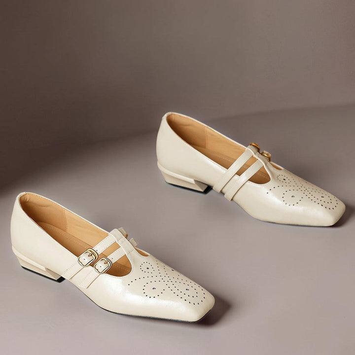 LYNN | LEATHER MARY JANES WITH DOUBLE STRAP