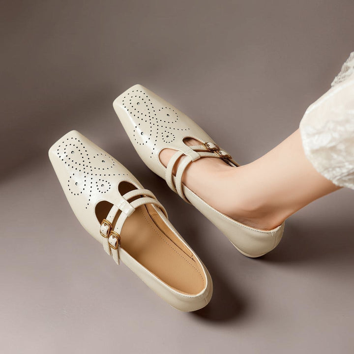 LYNN | LEATHER MARY JANES WITH DOUBLE STRAP