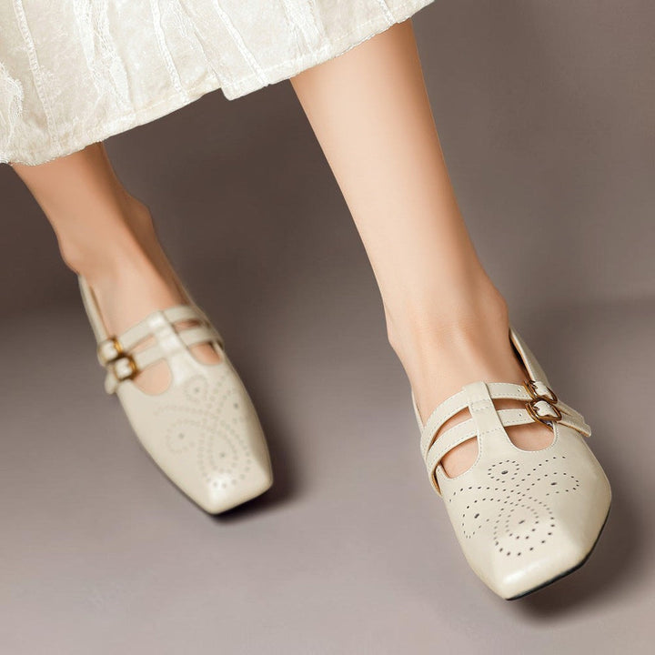 LYNN | LEATHER MARY JANES WITH DOUBLE STRAP