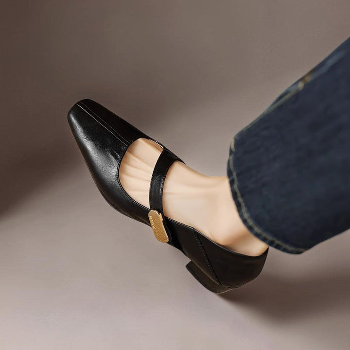NIENKE | MARY JANES WITH SQUARE TOE AND GOLDEN TRIM